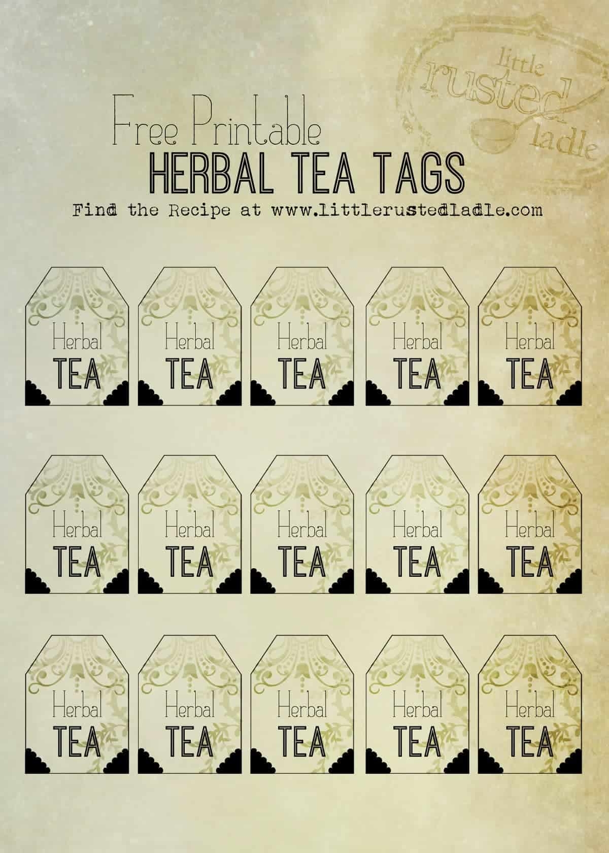 Free Printable Herbal Tea Swag Tags Little Rusted Ladle