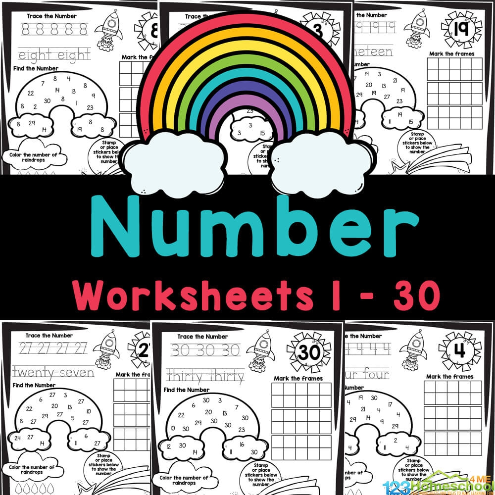 FREE Printable Kindergarten Number Practice Worksheets 1 30