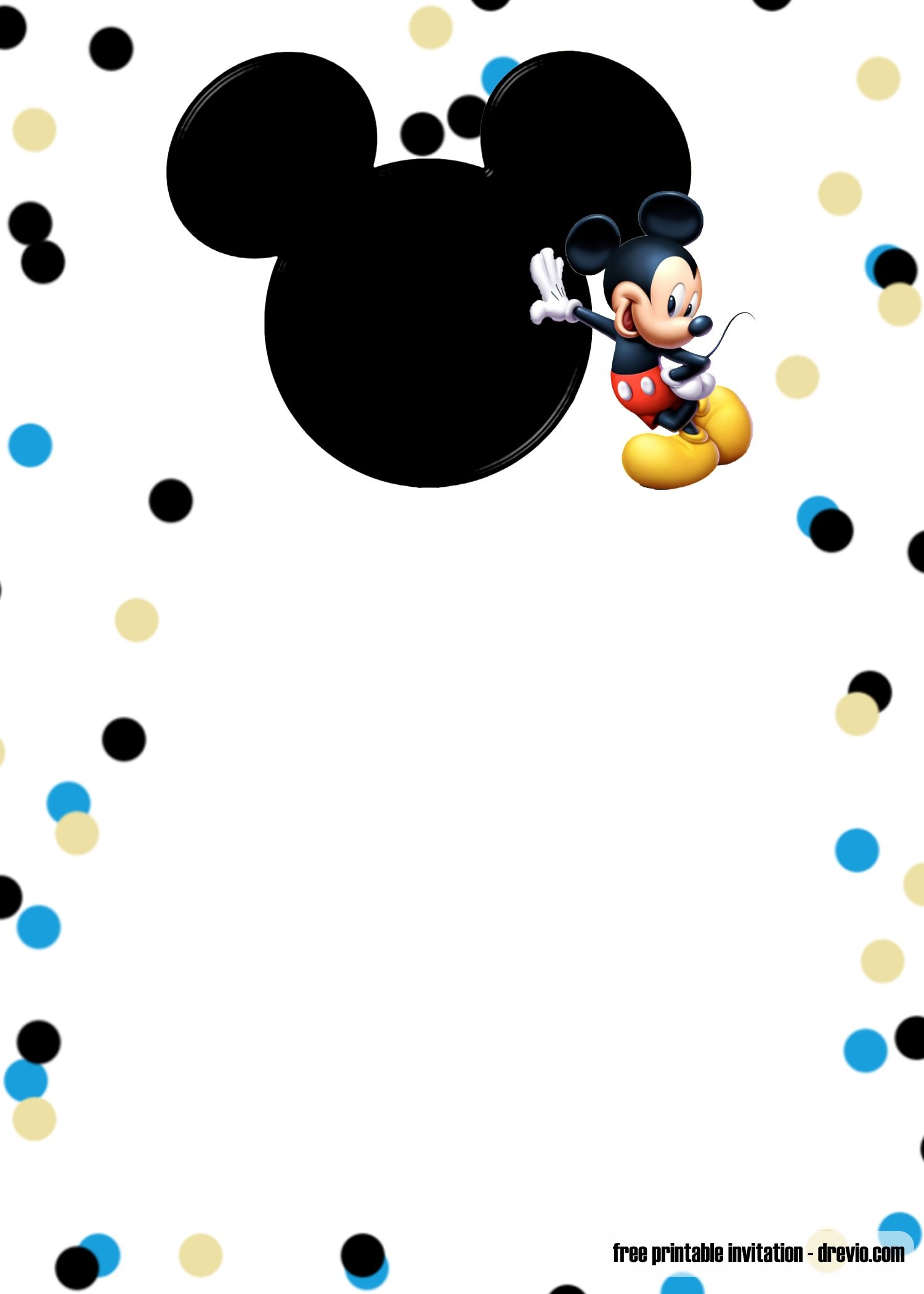 FREE Printable Mickey Mouse Blue Glitter Invitation Templates