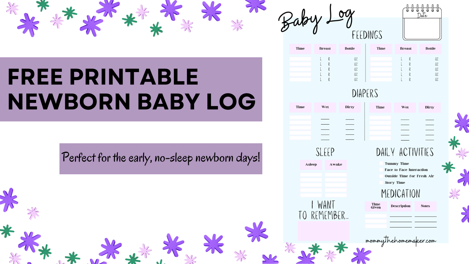 FREE Printable Newborn Baby Log Mommy The Homemaker
