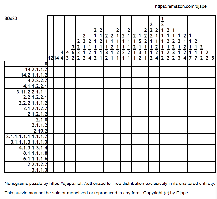 Free Printable Nonograms PDF Puzzle By Djape April 25 2024