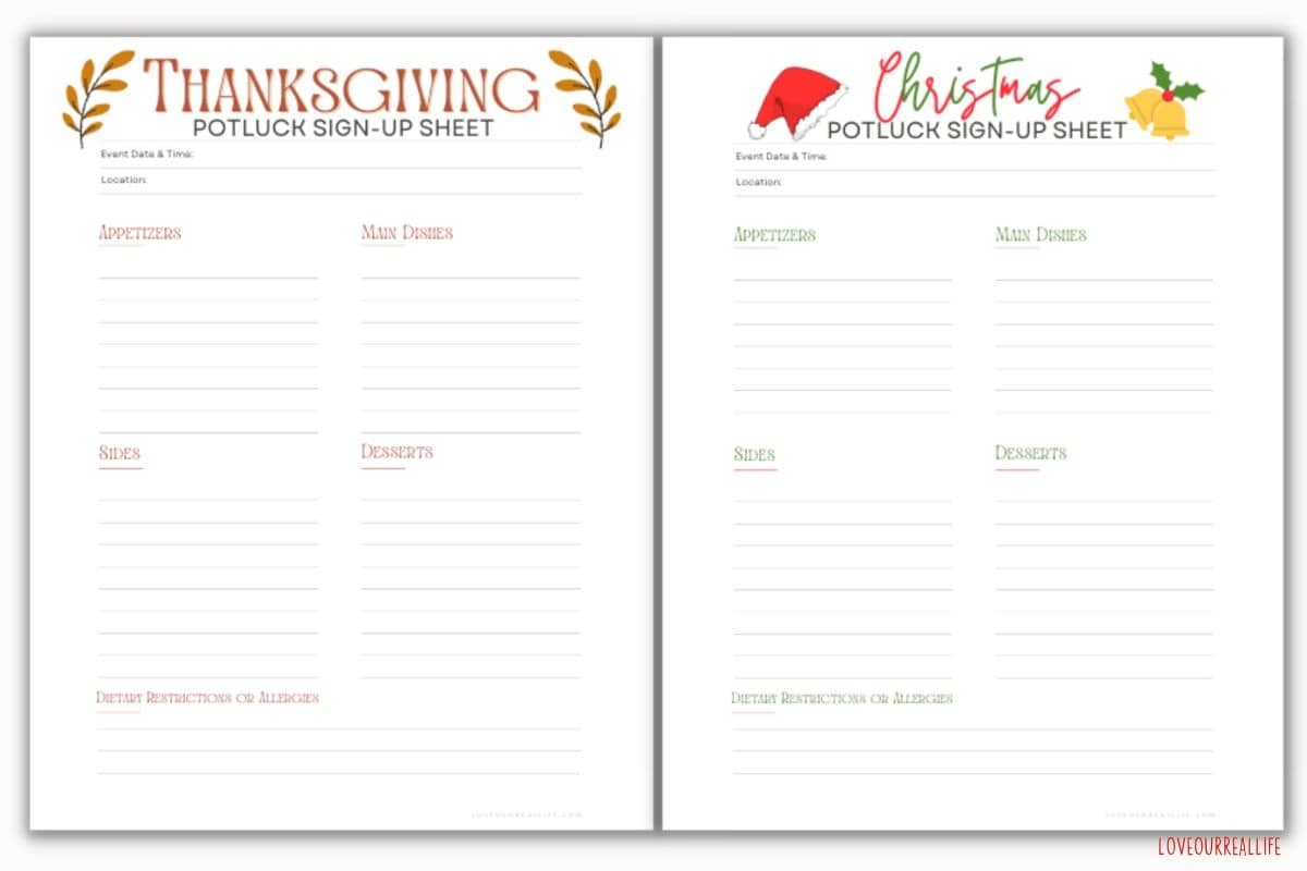 FREE Printable Potluck Sign Up Sheet For Any Occasion Love Our Real Life