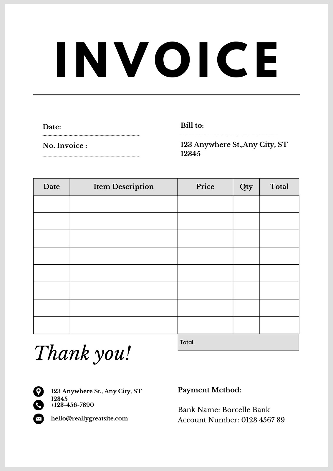 Printable Invoice Free