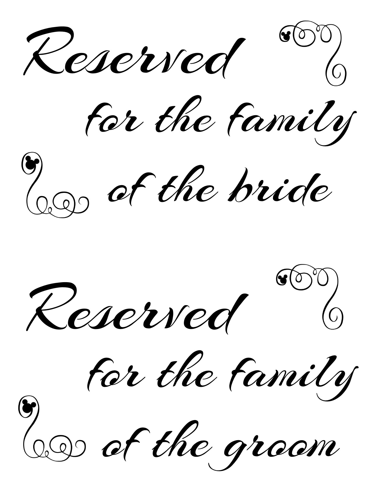 Free Wedding Printable Signs