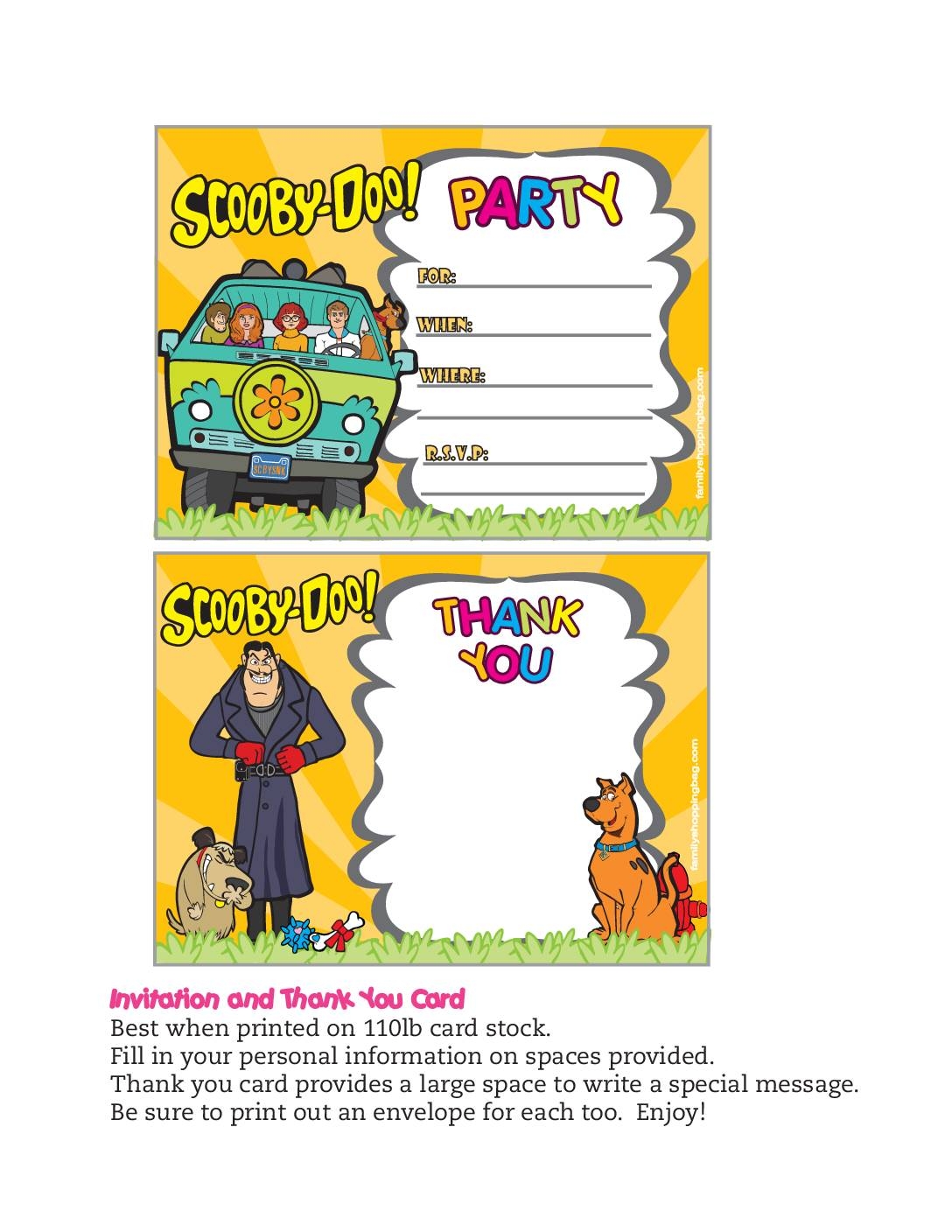 Scooby Doo Invitations Printable Free