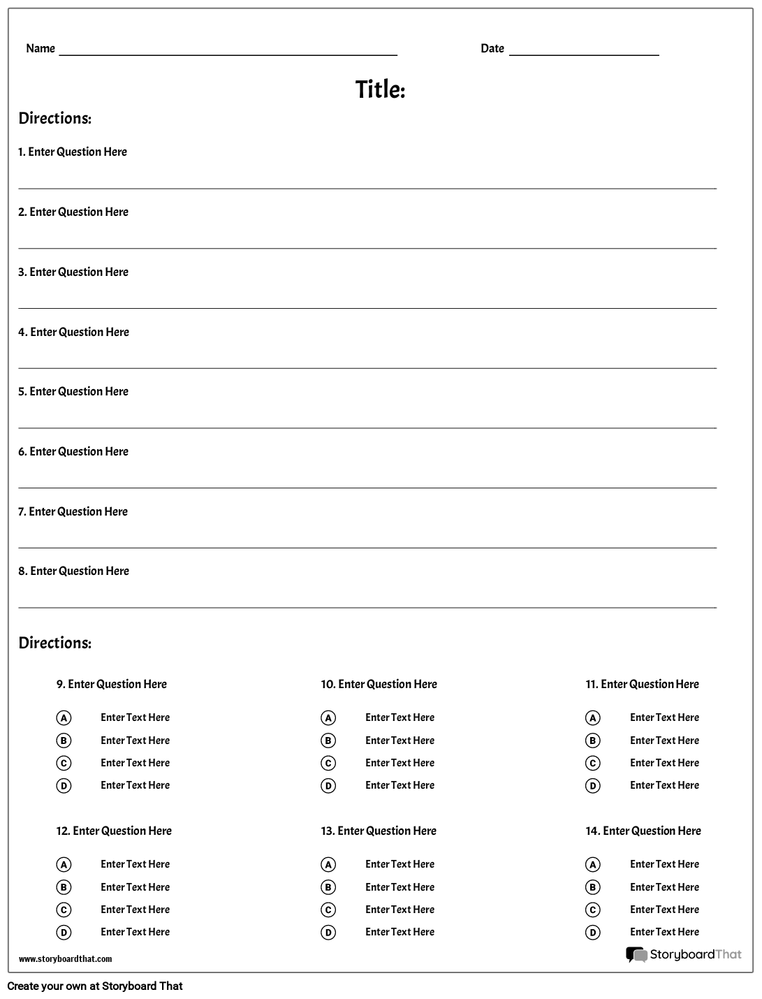 Free Quiz Maker Online Templates For Teachers Tests