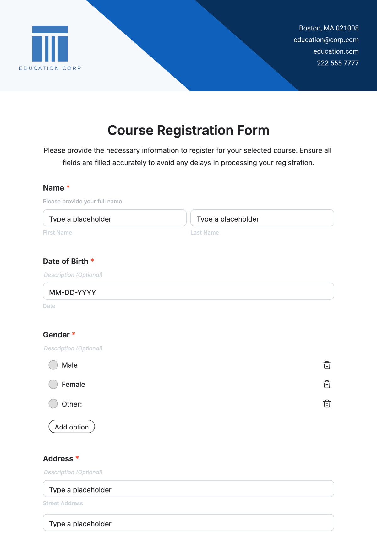 FREE Registration Form Templates Examples Edit Online Download Template