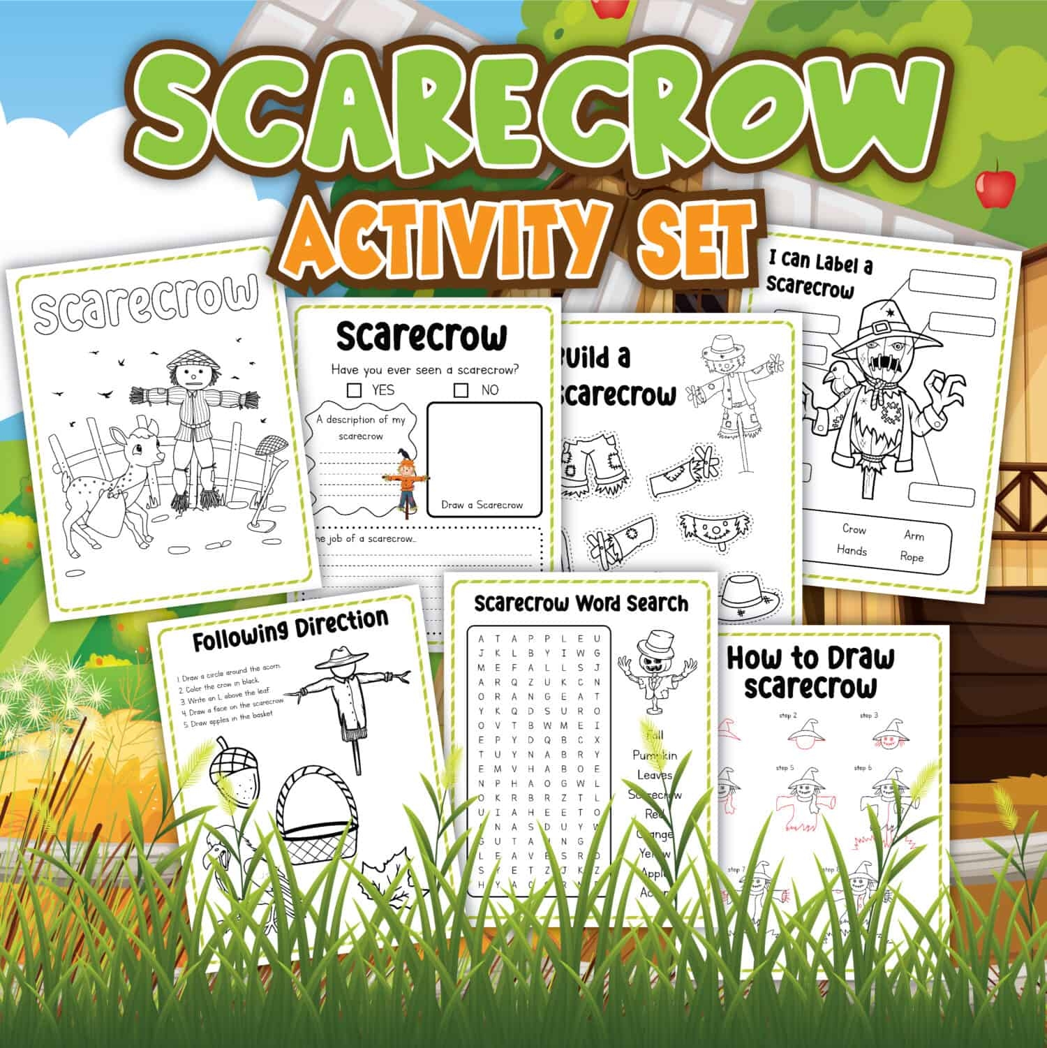 Free Scarecrow Printables And Coloring Pages Seasoned Sprinkles