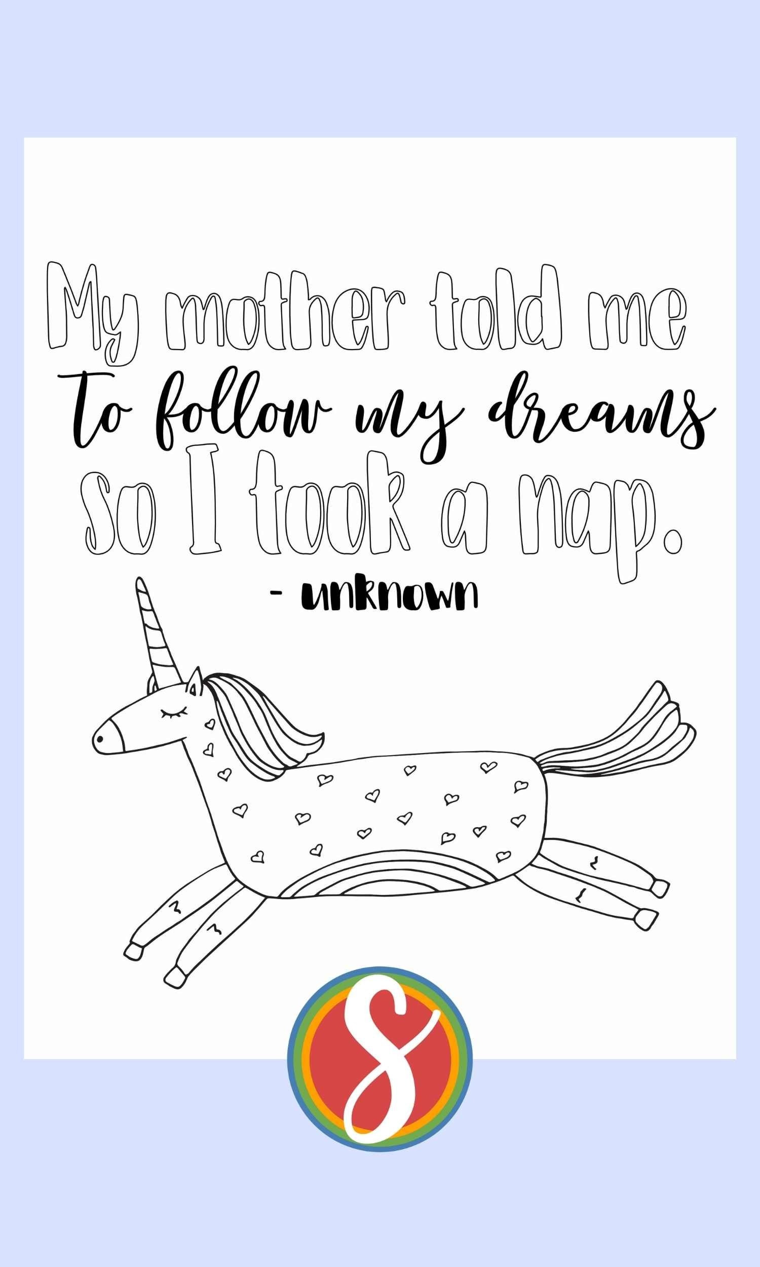 Free Unicorn Coloring Pages Stevie Doodles