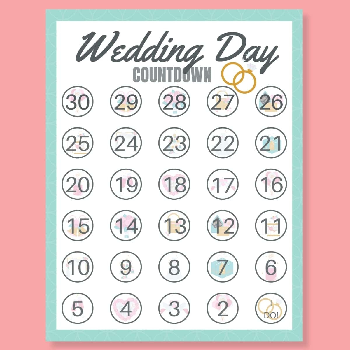 FREE Wedding Countdown Calendar Printable Printables For Life