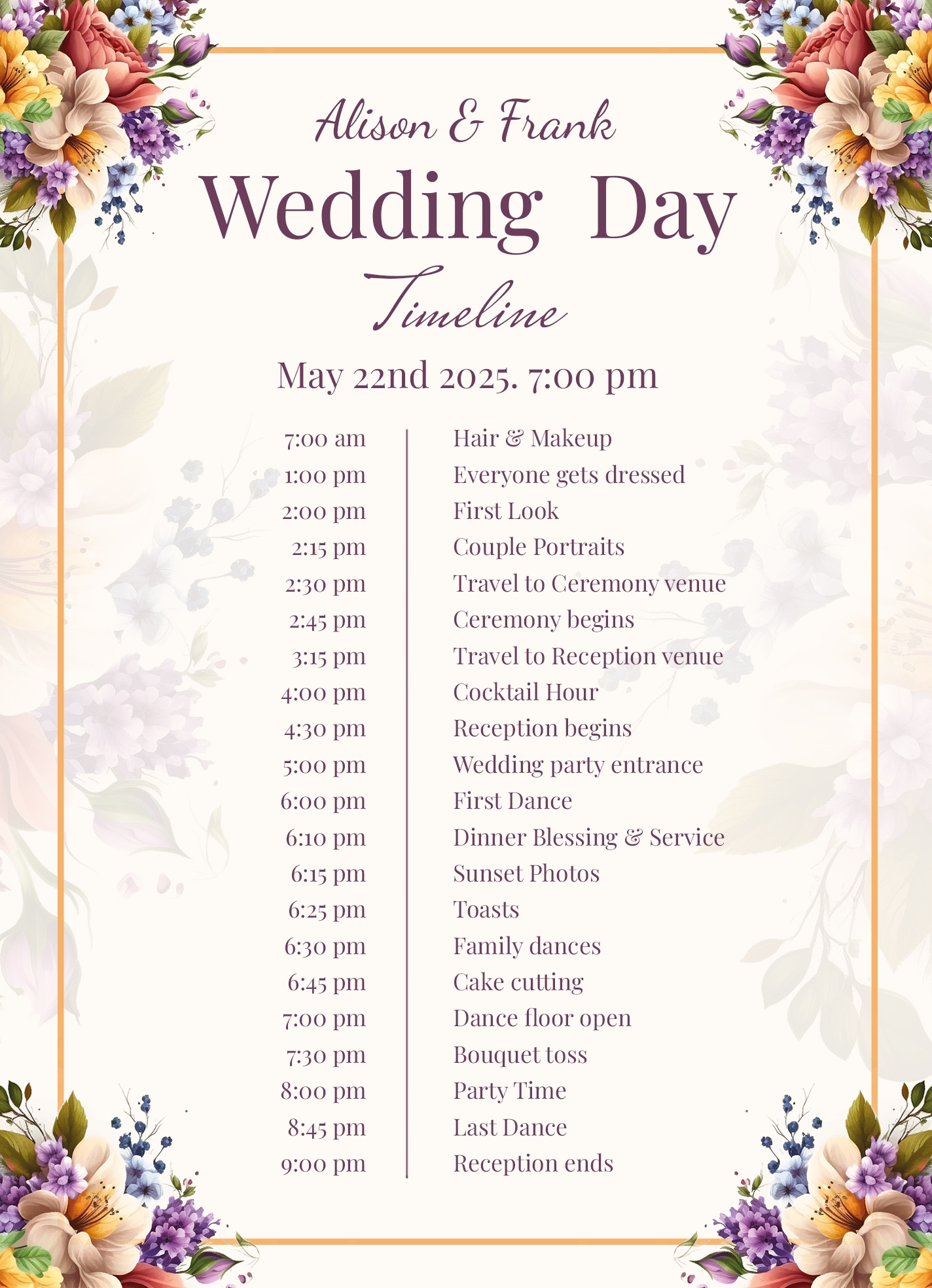Free Wedding Timeline Google Docs Templates Gdoc io