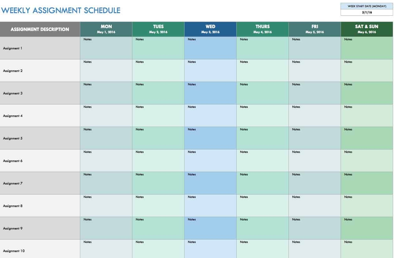 Free Printable Weekly Excel Schedule