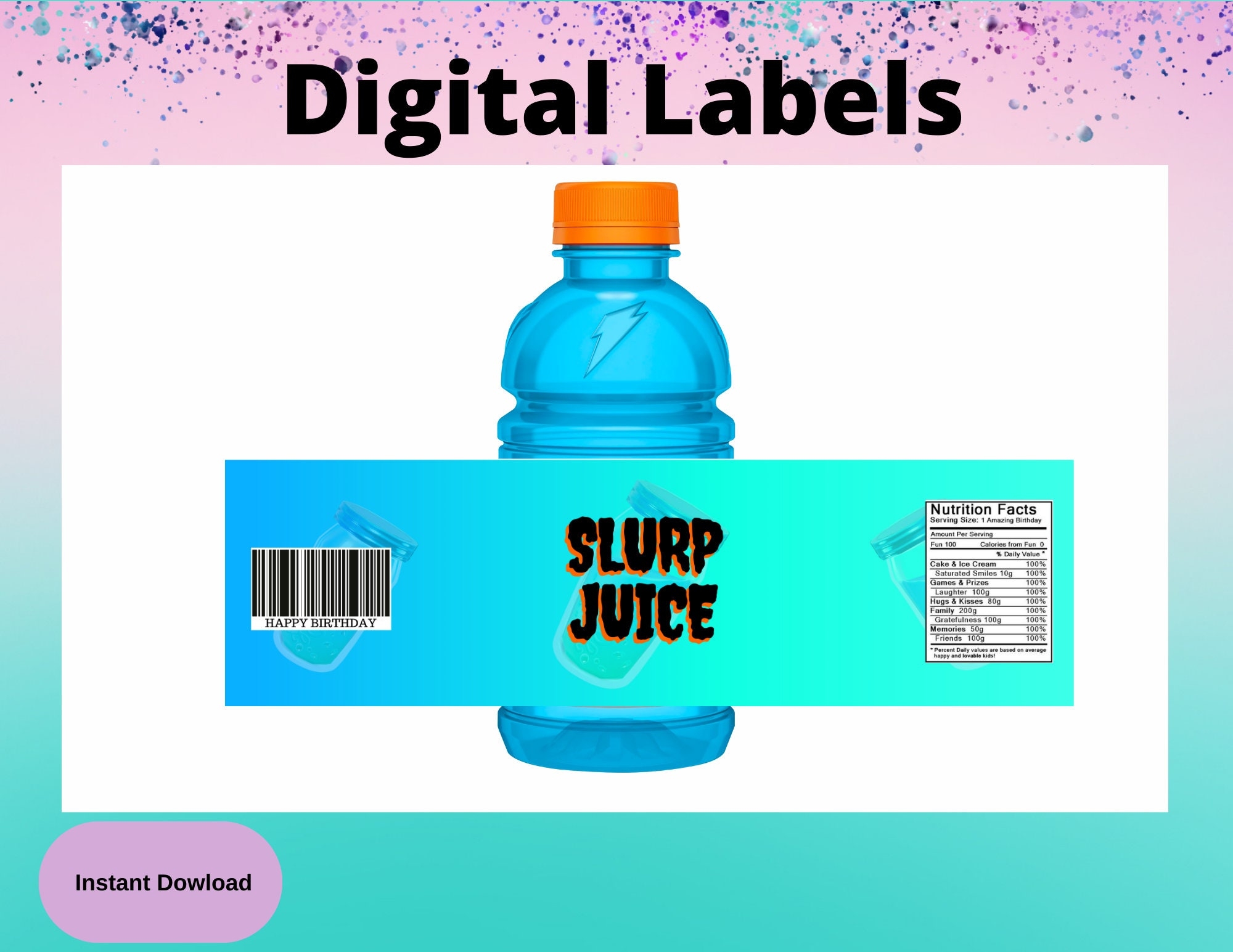 Gamer Slurp Labels Printable Labels INSTANT DOWNLOAD Gamer Gatorade Label Video Game Birthday Party Supplies Gaming Labels Party Etsy