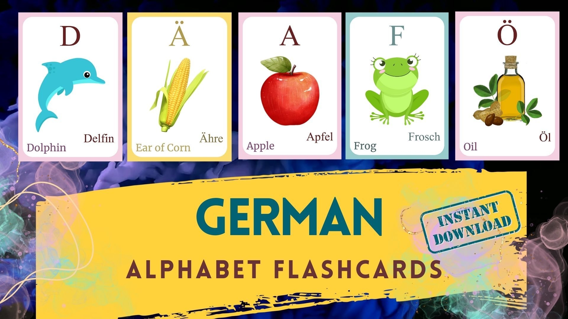 German Alphabet FLASHCARD With Picture Learning German German Letter Flashcard German Language Pdf