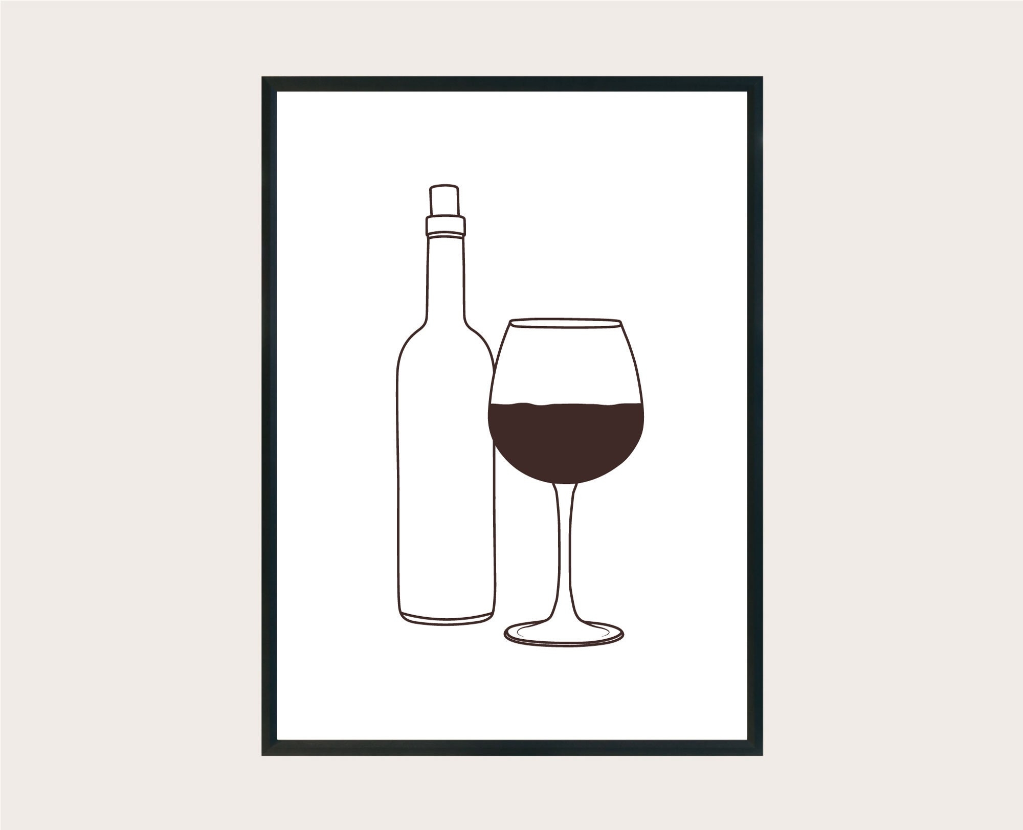 Glass Wine With Wine Bottle Wine Glass Line Art Wine Minimalist Print Wine Glass Drawing Printable Wine Wall Art Wine Drawing Wall Art Etsy