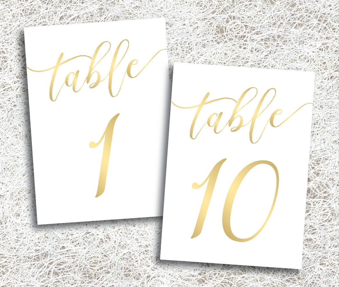 Gold Wedding Table Numbers 1 10 PRINTABLE Instant Download Printable Gold Script Table Numbers Banquet Anniversary FROST Set Etsy