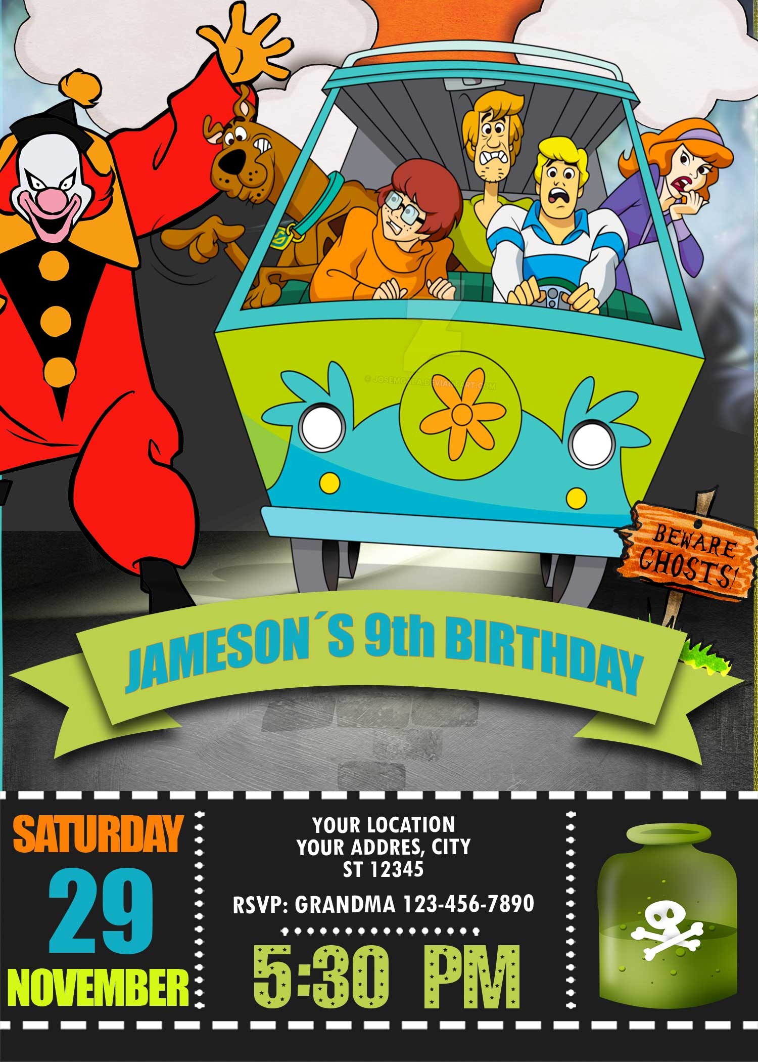 Halloween Costume Birthday Party Scooby Doo Invitation 6 00 