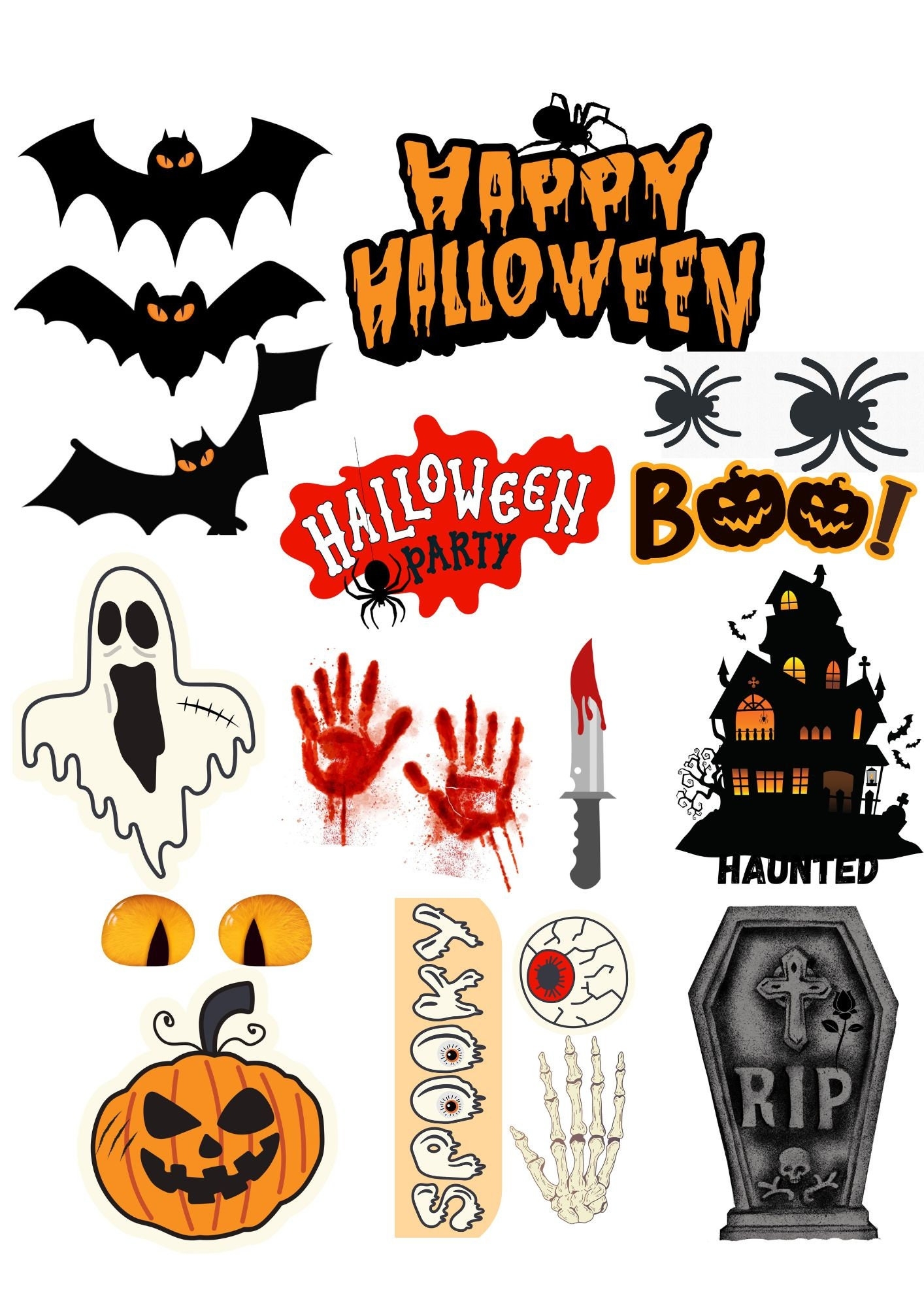 Halloween Decorations Set Simple DIY Printable 10 Pages Black And Colourful Make Your Own Halloween Party Decoration Digital Download Etsy