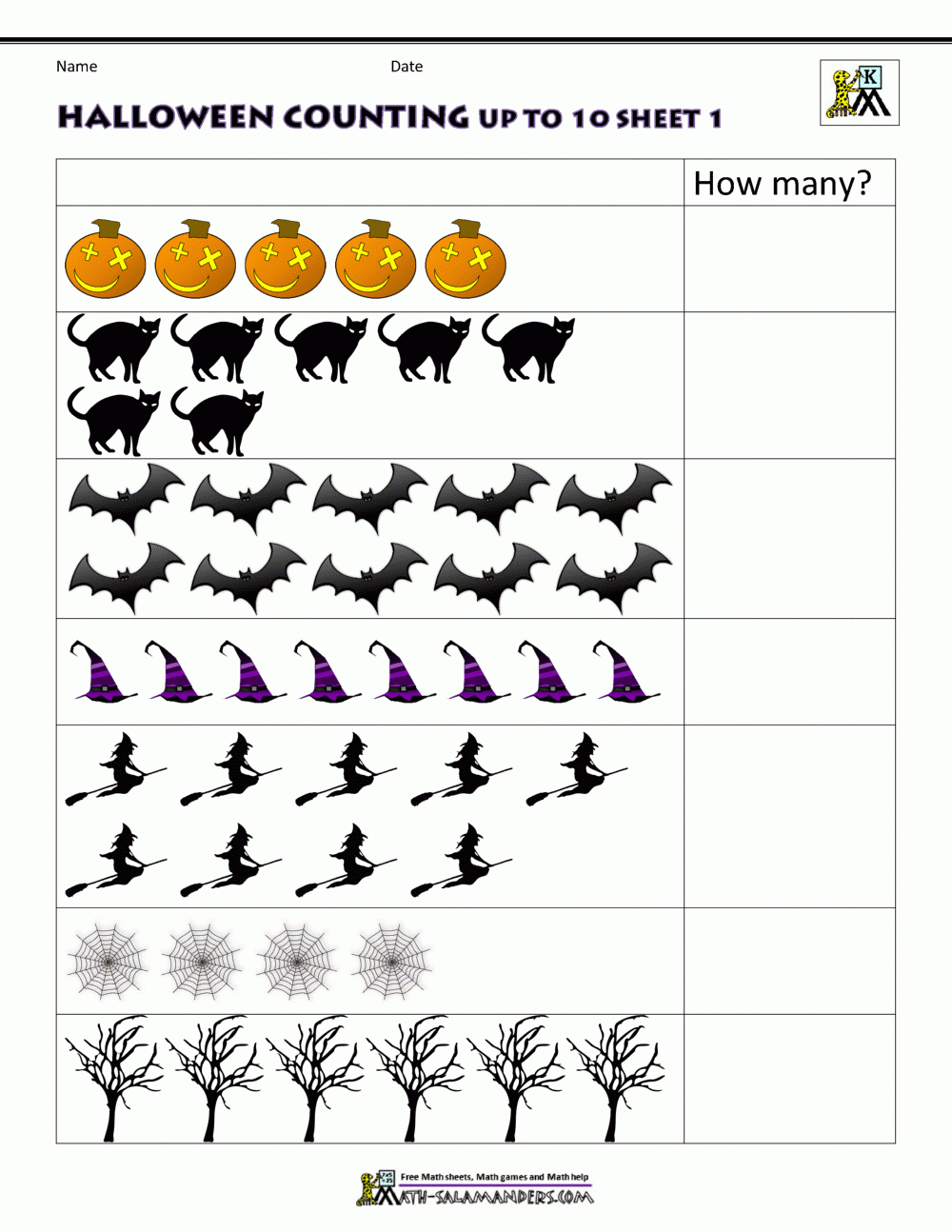Free Kindergarten Halloween Worksheets Printable