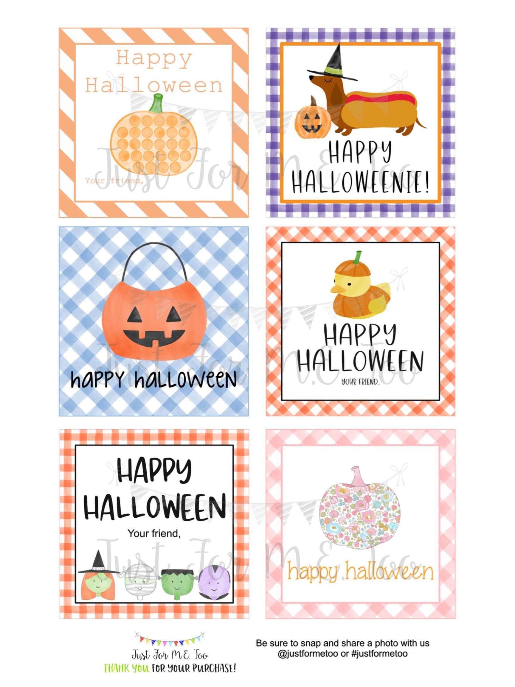Halloween Printable Tags Instant Download Happy Halloween Tags Square Gift Tags Halloween Treats Lunchbox Pumpkin Halloween Bundle Etsy