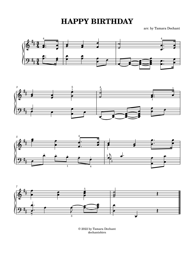 Happy Birthday Piano Intermediate Music Sheet free PDF 