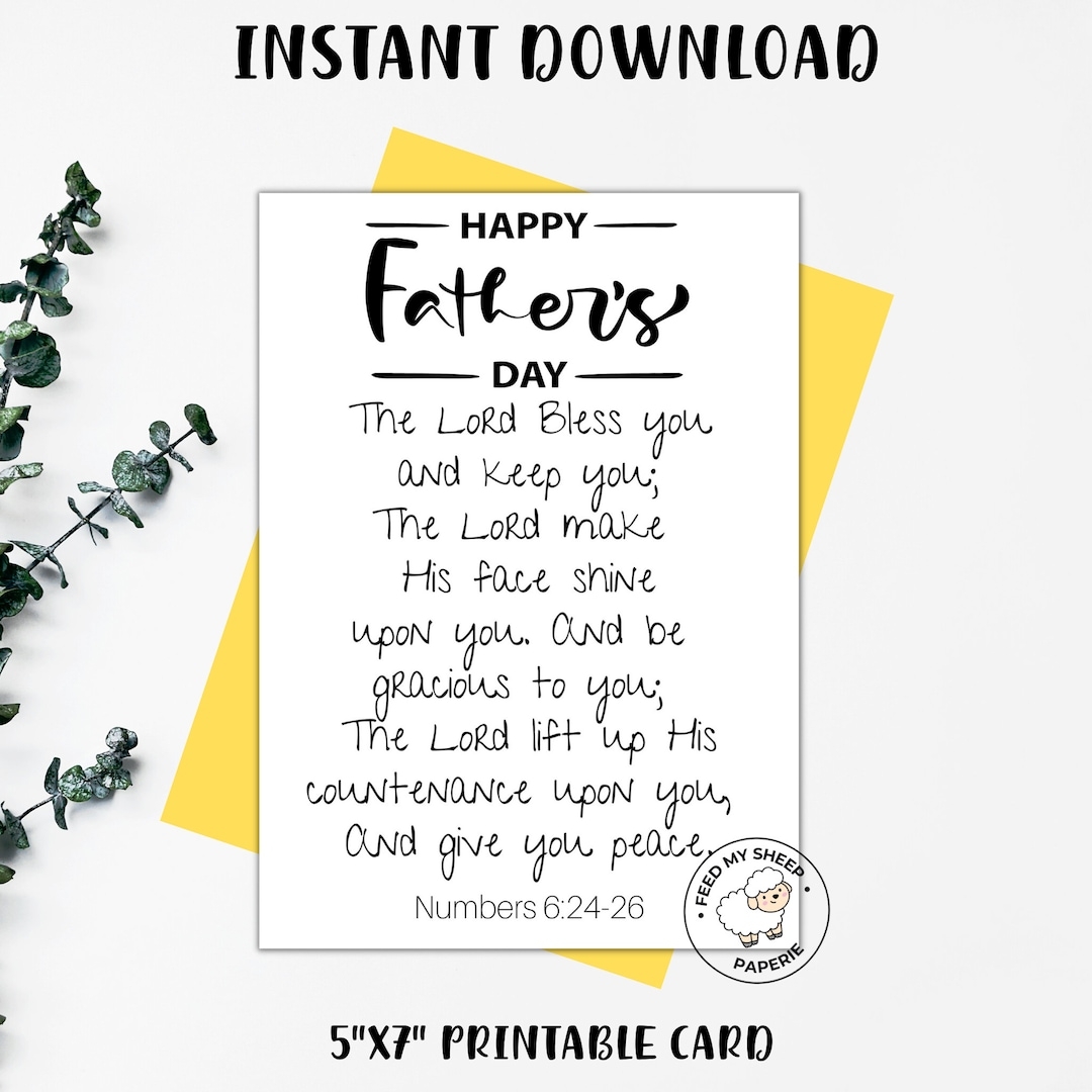 HAPPY FATHERS DAY Card Fathers Day Prayer Blessing Printable Fathers Day Bible Verse Card Numbers 6 24 5x7 Instant Download Etsy