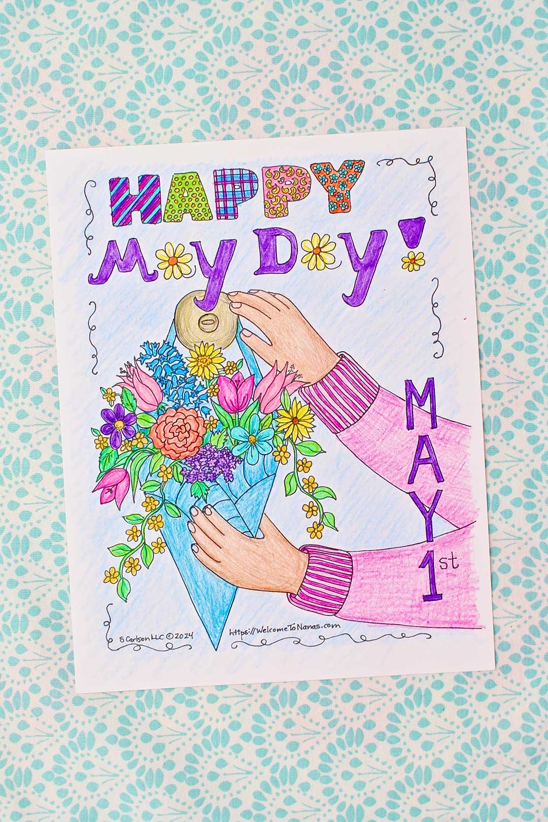 Happy May Day Coloring Page Free Printable for Kids Welcome To Nana s