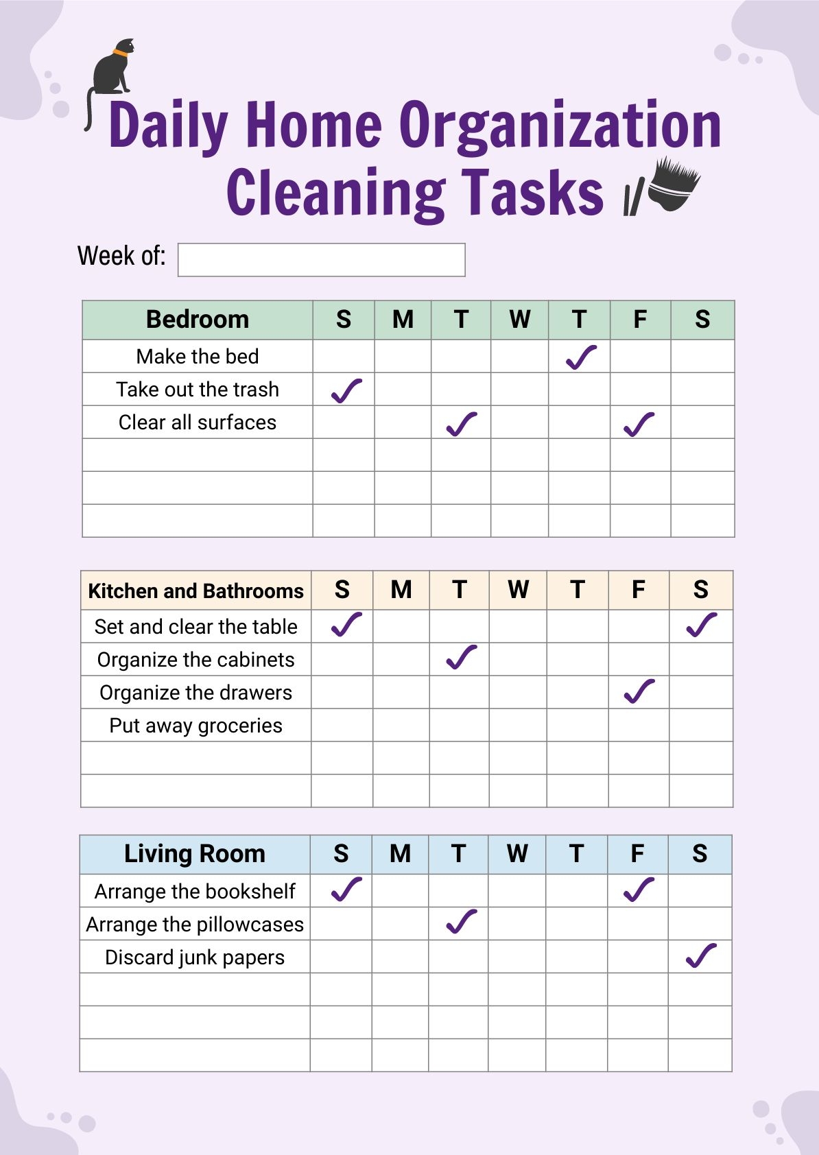 Home Organization Cleaning Chart In PDF Illustrator Download Template