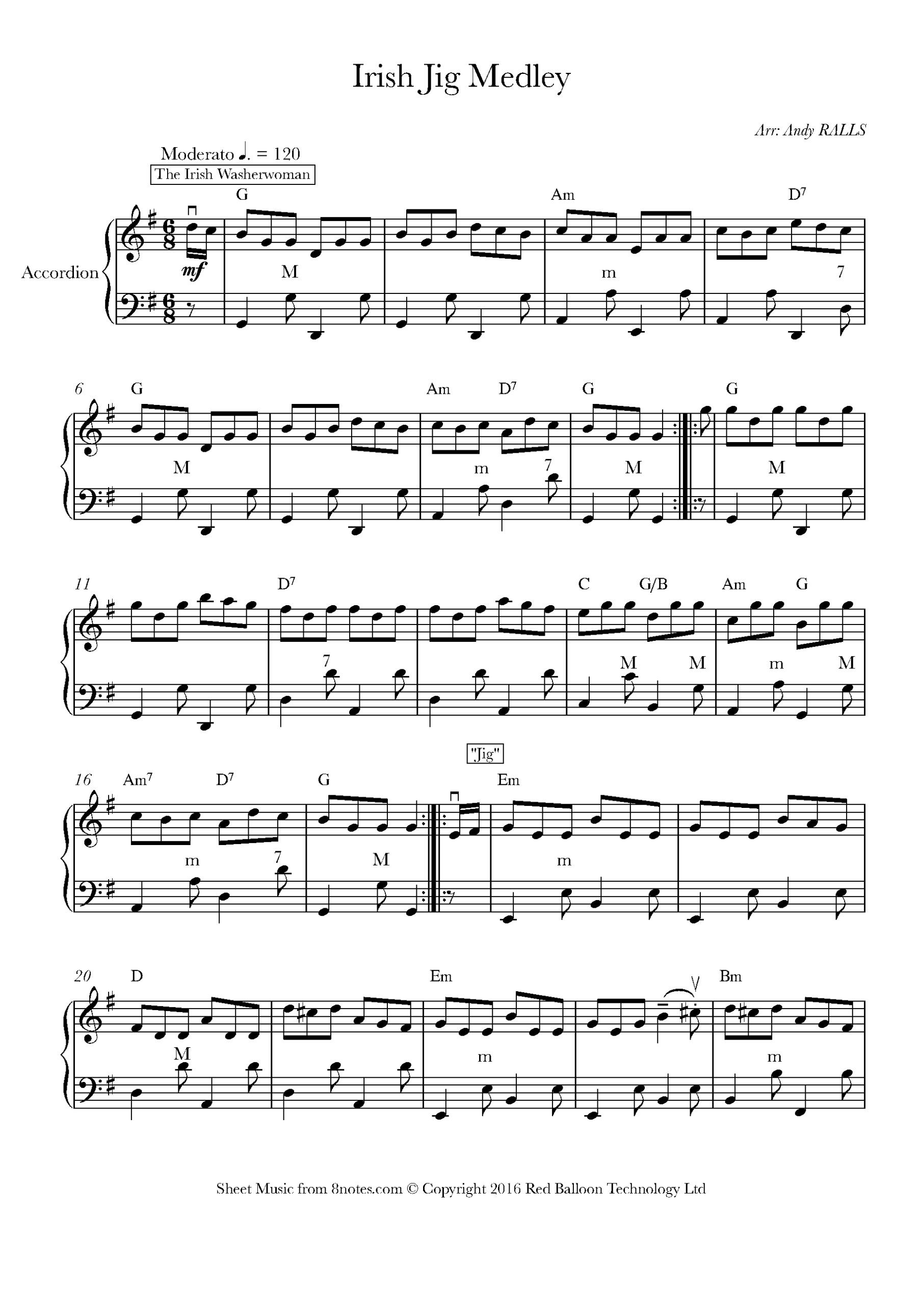Irish Jig Medley For Accordion Free Sheet Music For Accordion 8notes