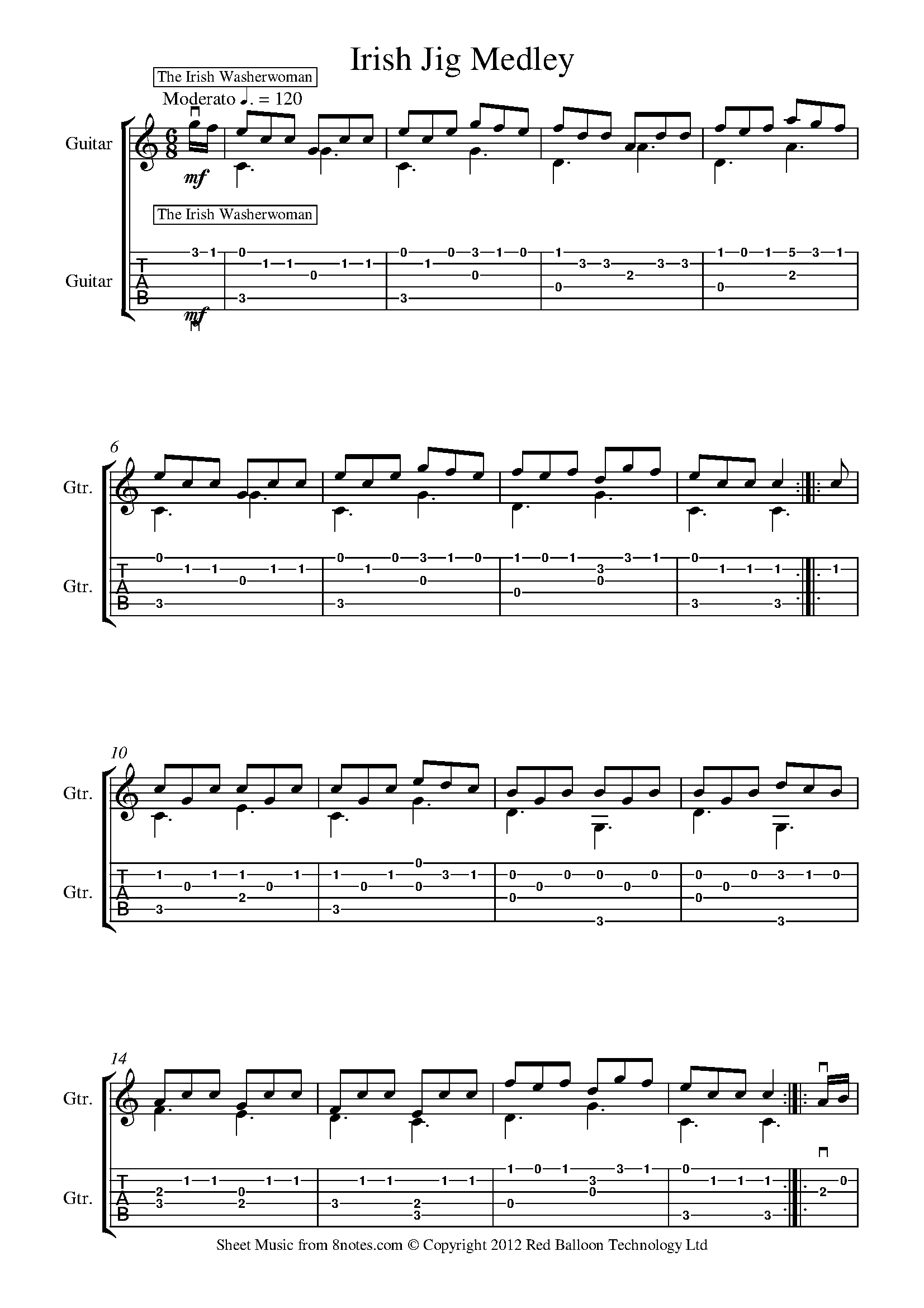 Irish Jig Medley For Guitar Free Sheet Music For Guitar 8notes