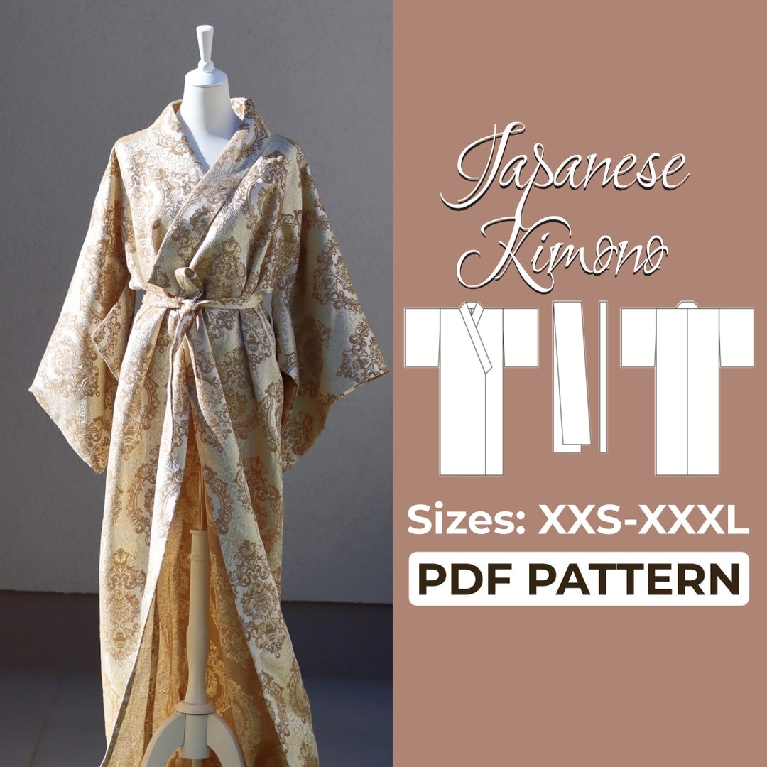 Japanese Kimono Robe Sewing Pattern Haori Geisha Dress Pattern Detailed Illustration Instruction XXS XXL A0 A4 Us letter Etsy