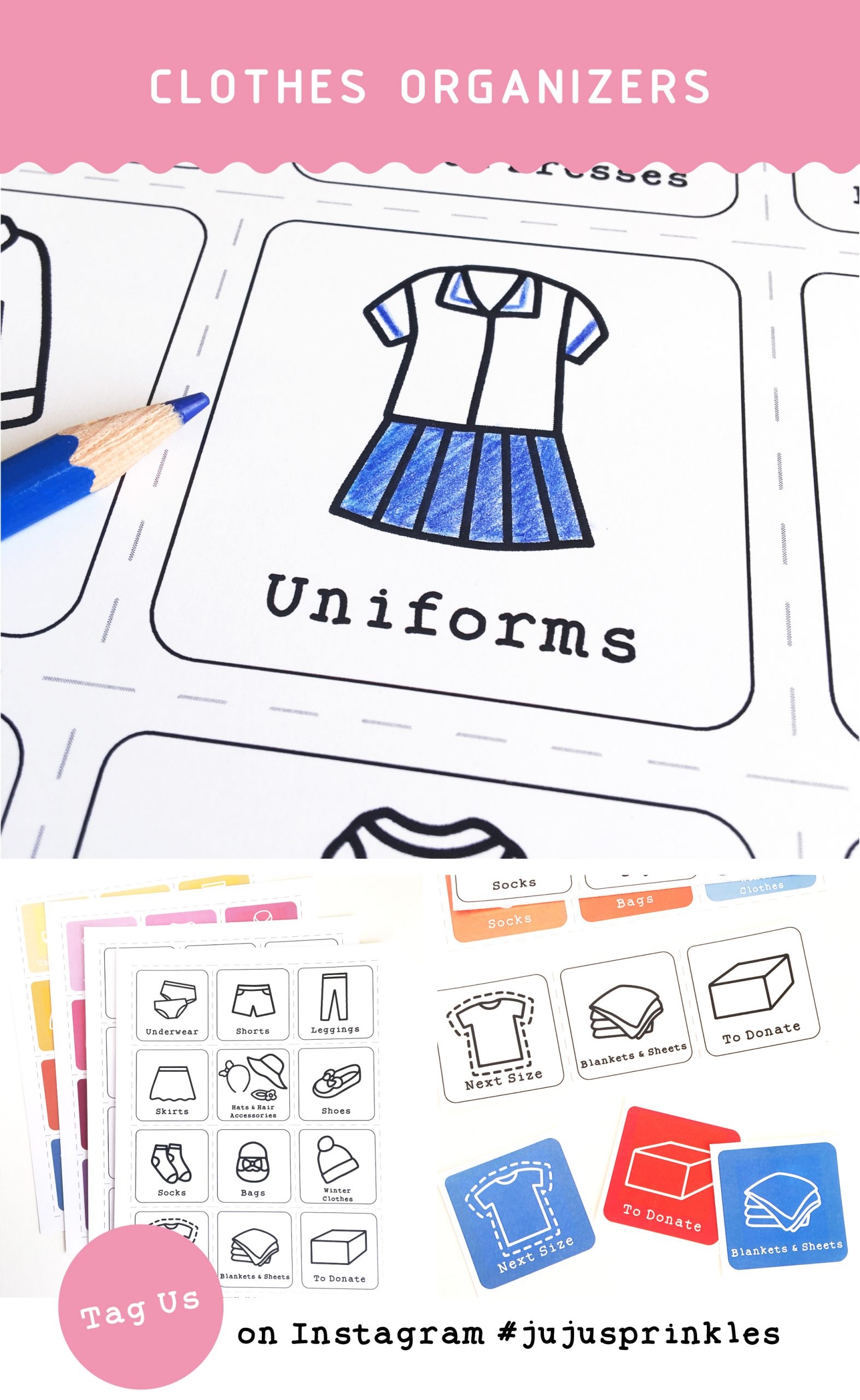 Kids Closet Organizational Labels Printable Girls Juju Sprinkles