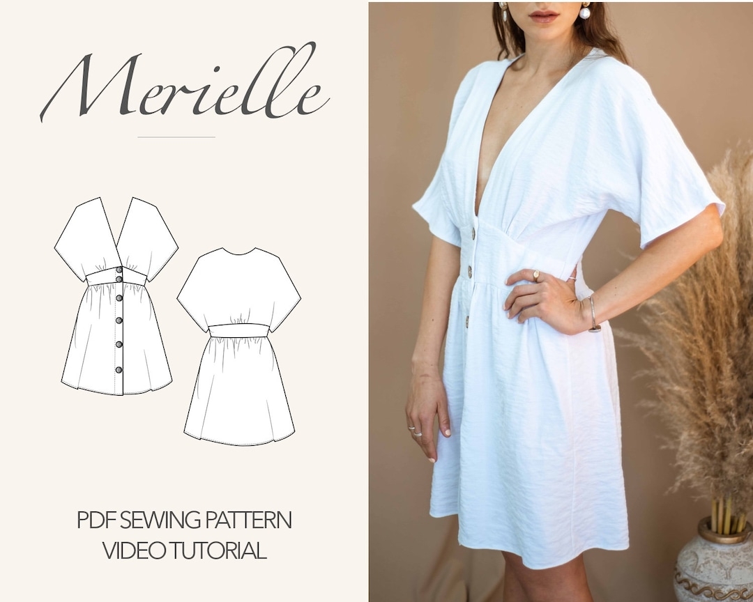 Kimono Dress Sewing Pattern Button Down Dress Pattern Women Dress Sewing Pattern Summer PDF Dress Beach Dress Sewing Pattern PDF Etsy