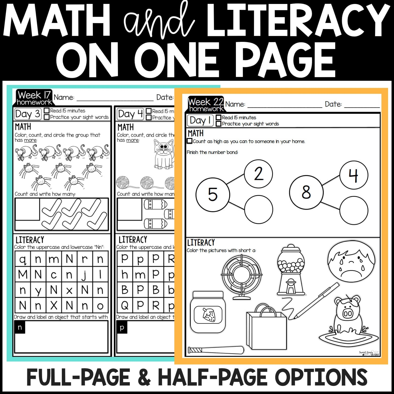 Free Printable Kindergarten Homework Packets