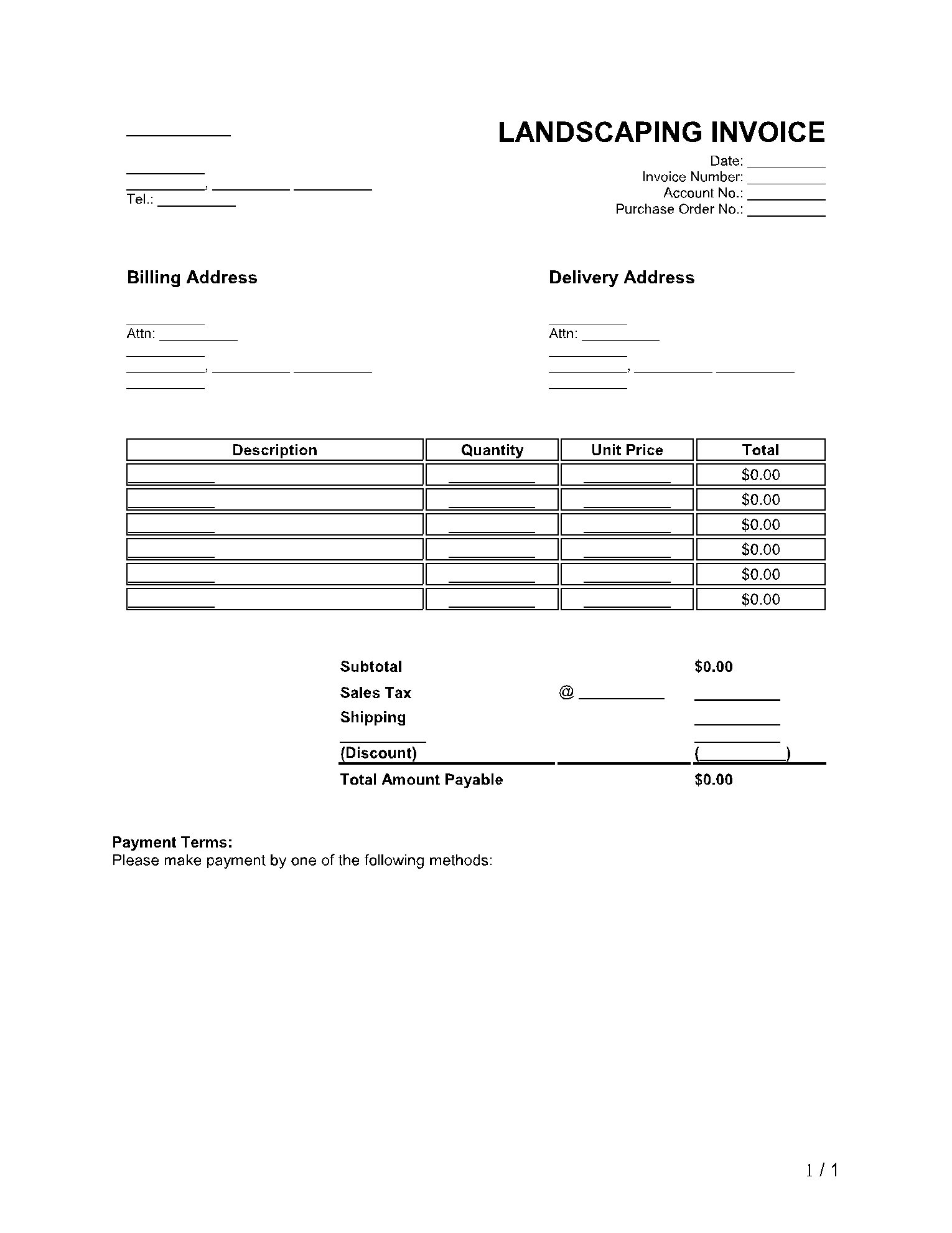 Landscaping Invoice Template 100 Free CocoSign