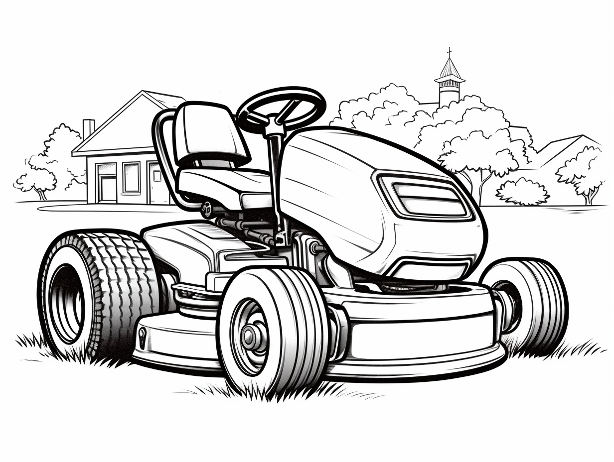 Lawn Mower Coloring Page For Adults Free Printable