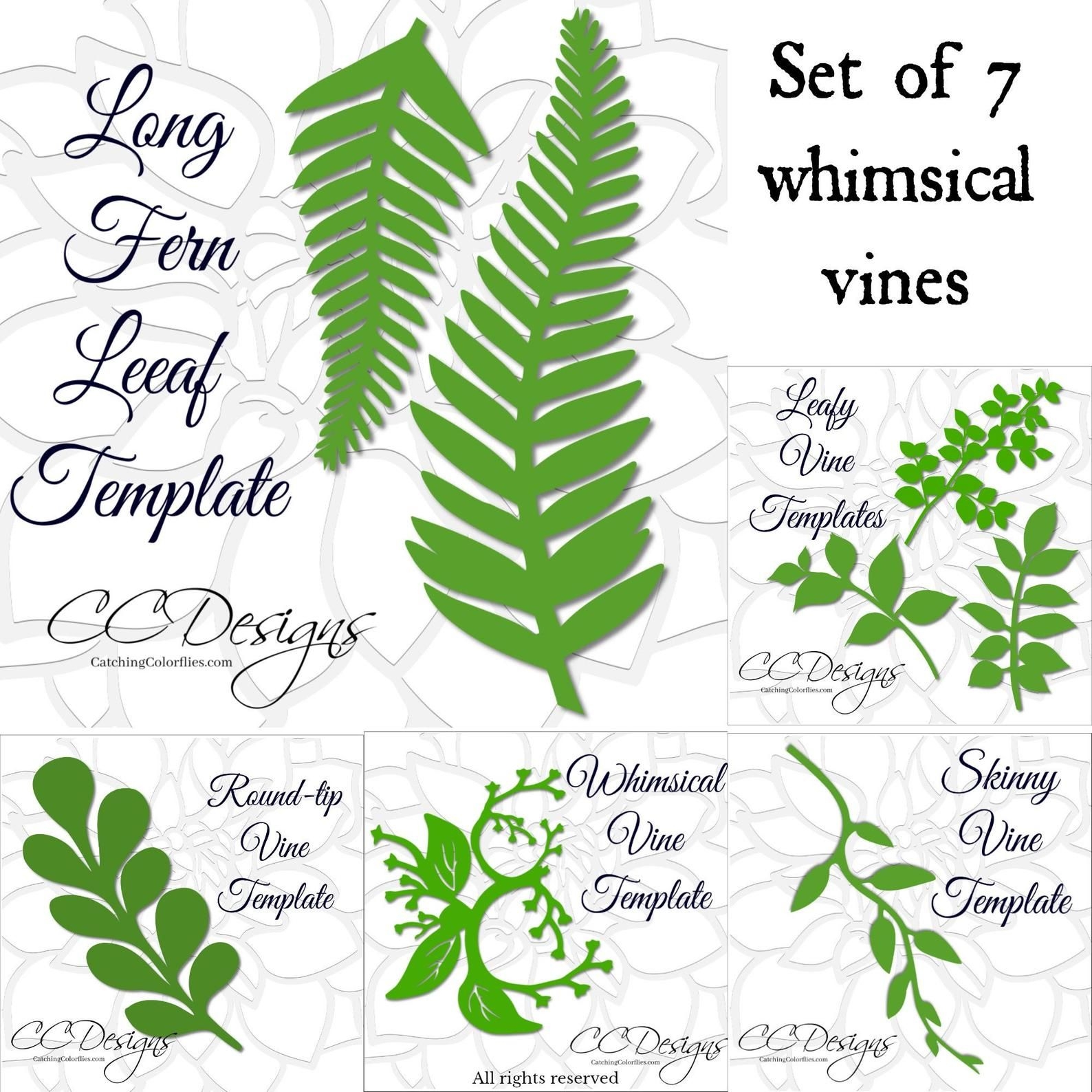 Leaf Vine Templates Printable Vine Template Leaf Vine SVG Cut Files Paper Fern Vine Large Paper Leaf Templates Paper Flowers Etsy