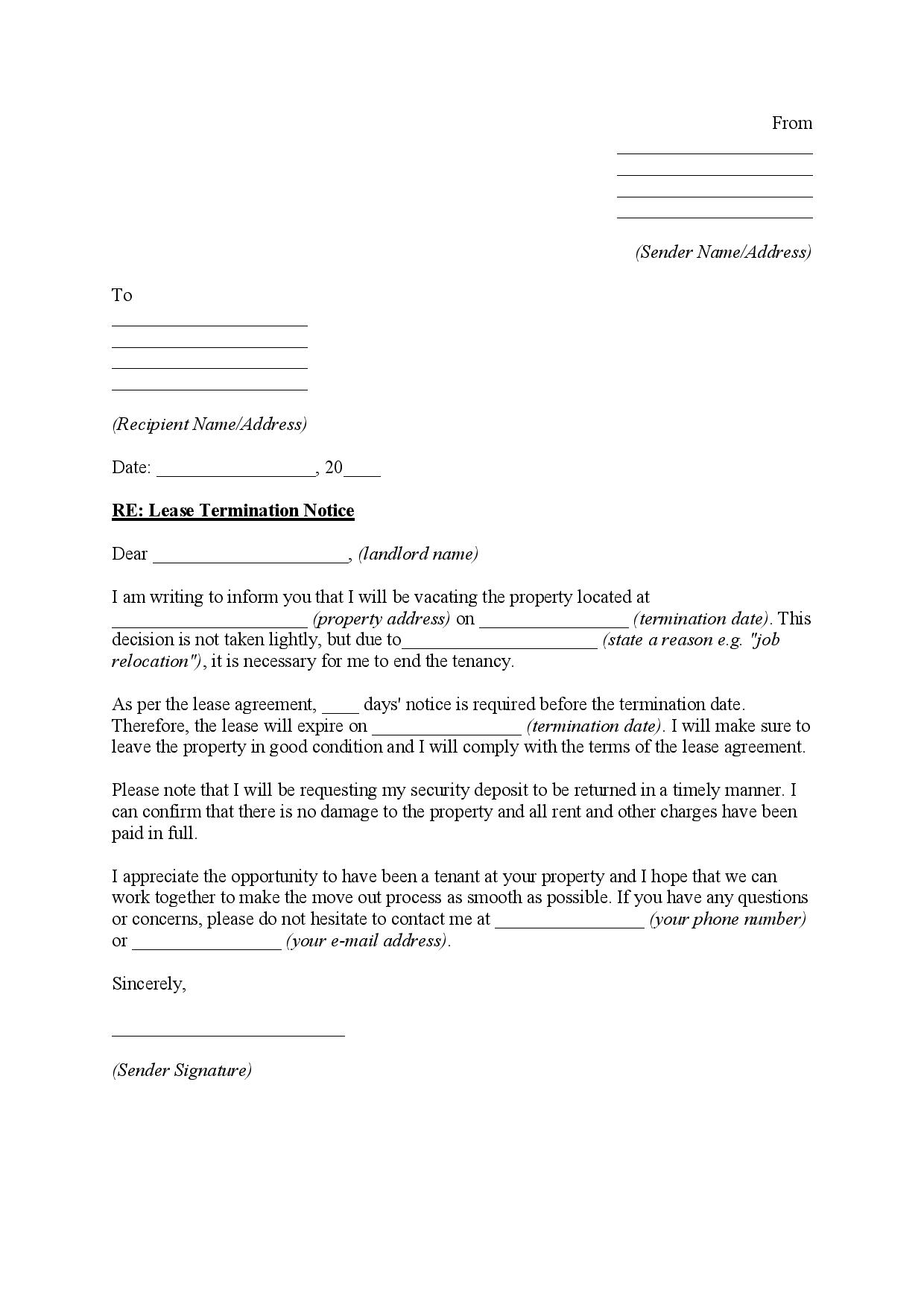Lease Termination Letter Template Free Download Easy Legal Docs