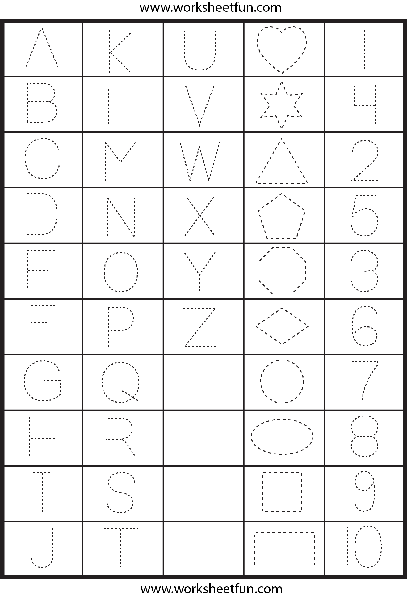 Letters Numbers And Shapes Tracing Worksheets FREE Printable Worksheets