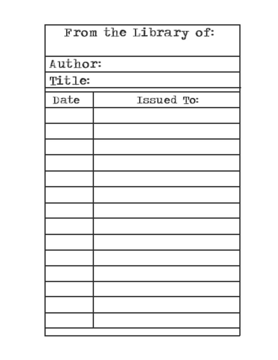 Free Printable Library Checkout Sheets