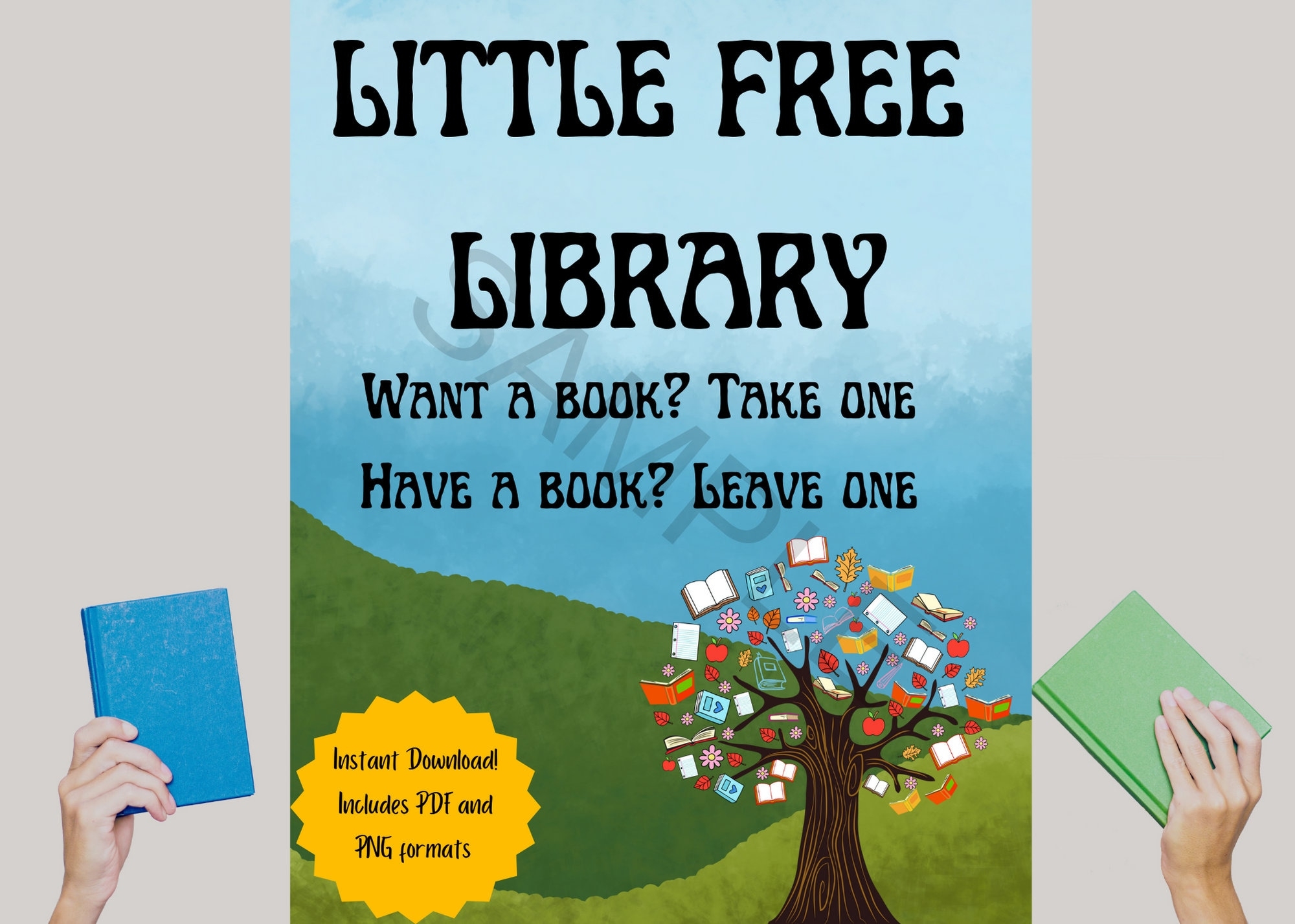 Little Free Library Printable Sign Cute Outdoors Etsy