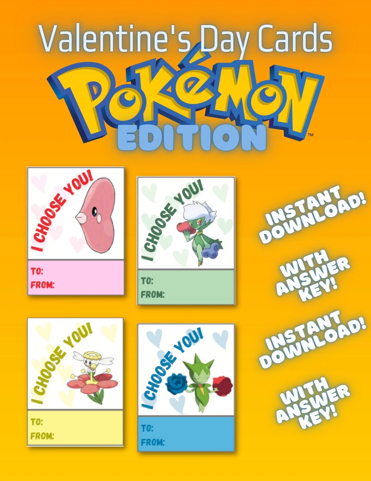 Free Printable Pokemon Valentines Cards