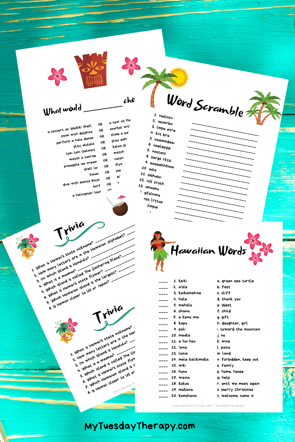 Luau Printables 50 Pages Of Hawaiian Fun