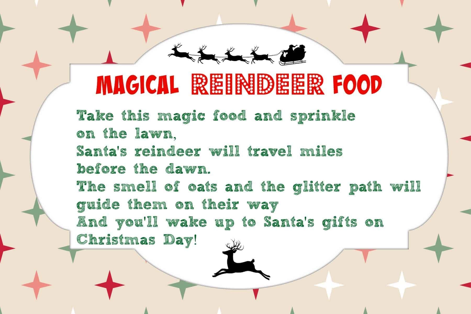 Reindeer Food Poem Free Printable