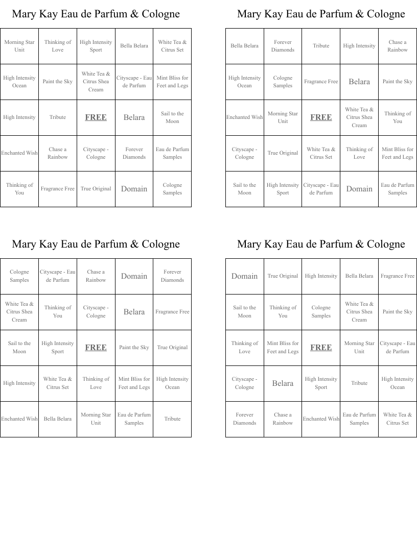 Free Mary Kay Printables