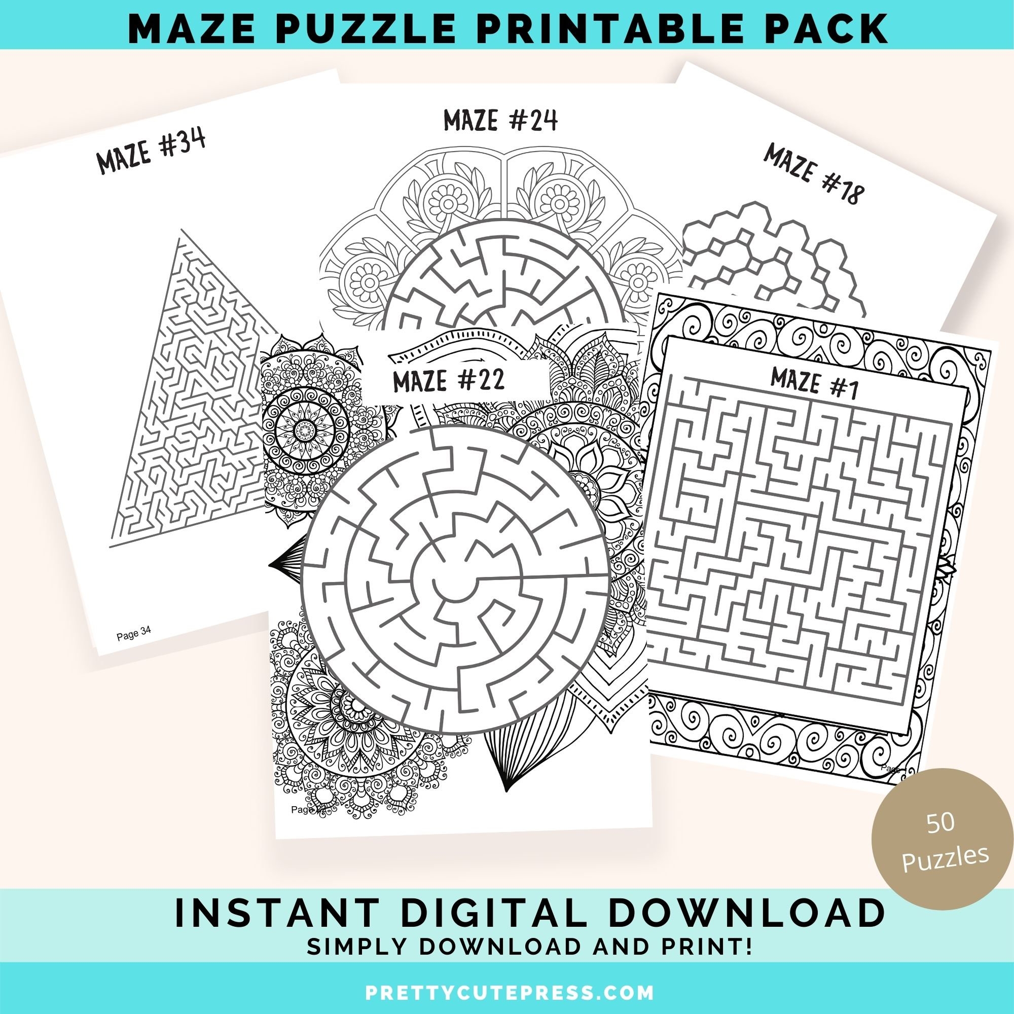 Maze Puzzle Printable For Adults And Teens Variety Pack Of Mazes Complex Puzzle Activity Sheets Brain Games INSTANT DIGITAL DOWNLOAD Etsy