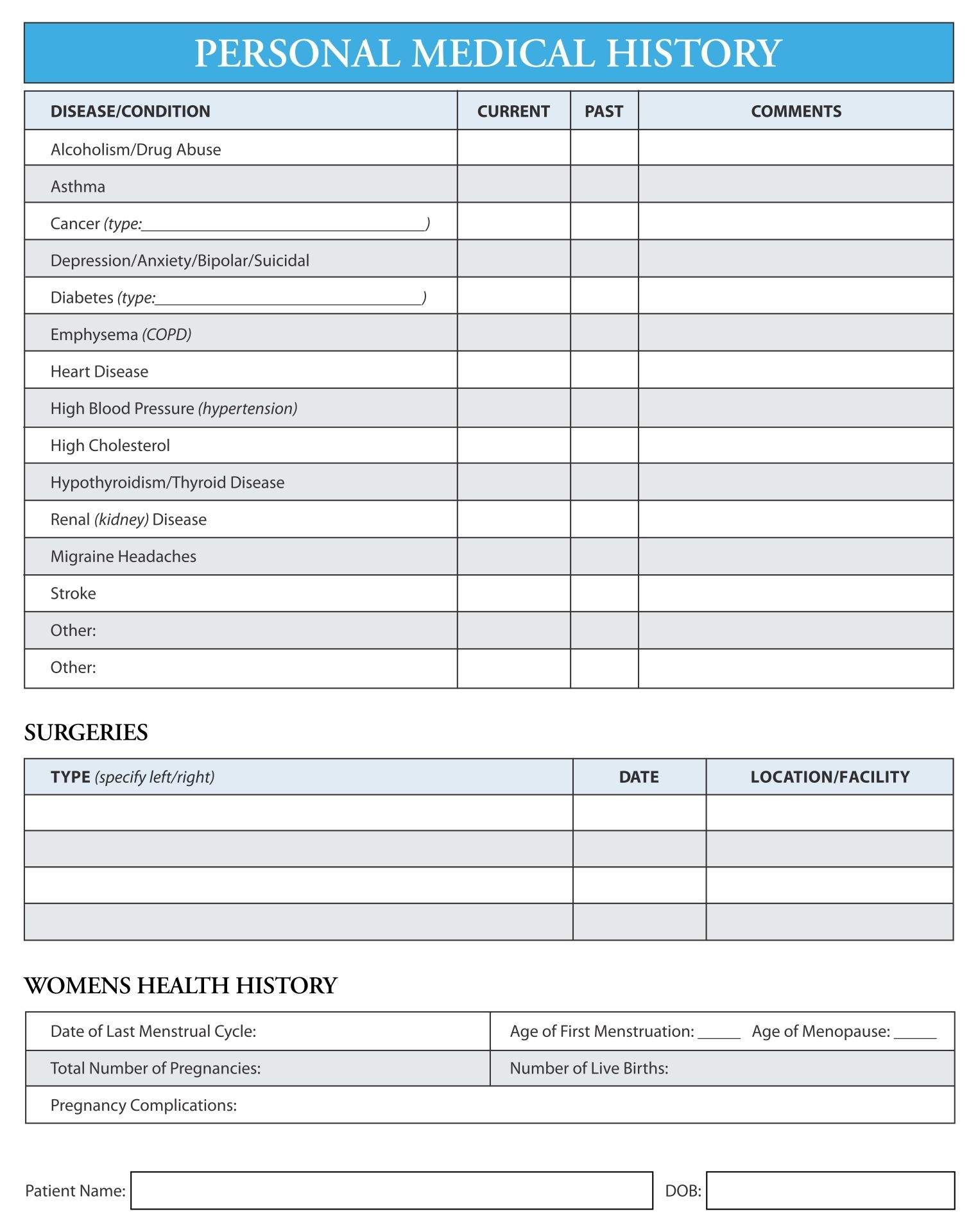 Medical Forms 10 Free PDF Printables Printablee