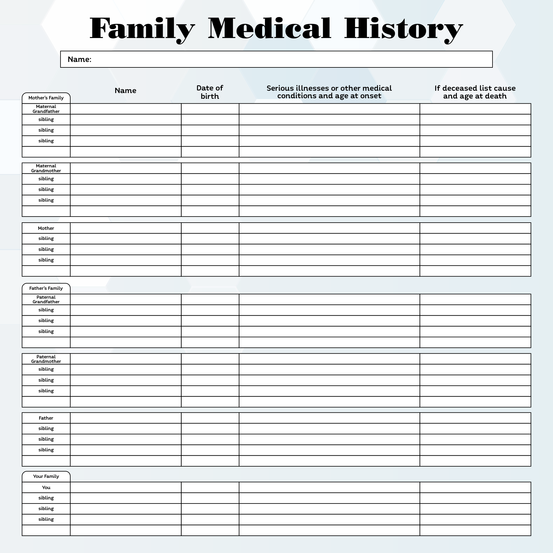 Medical History Forms 10 Free PDF Printables Printablee
