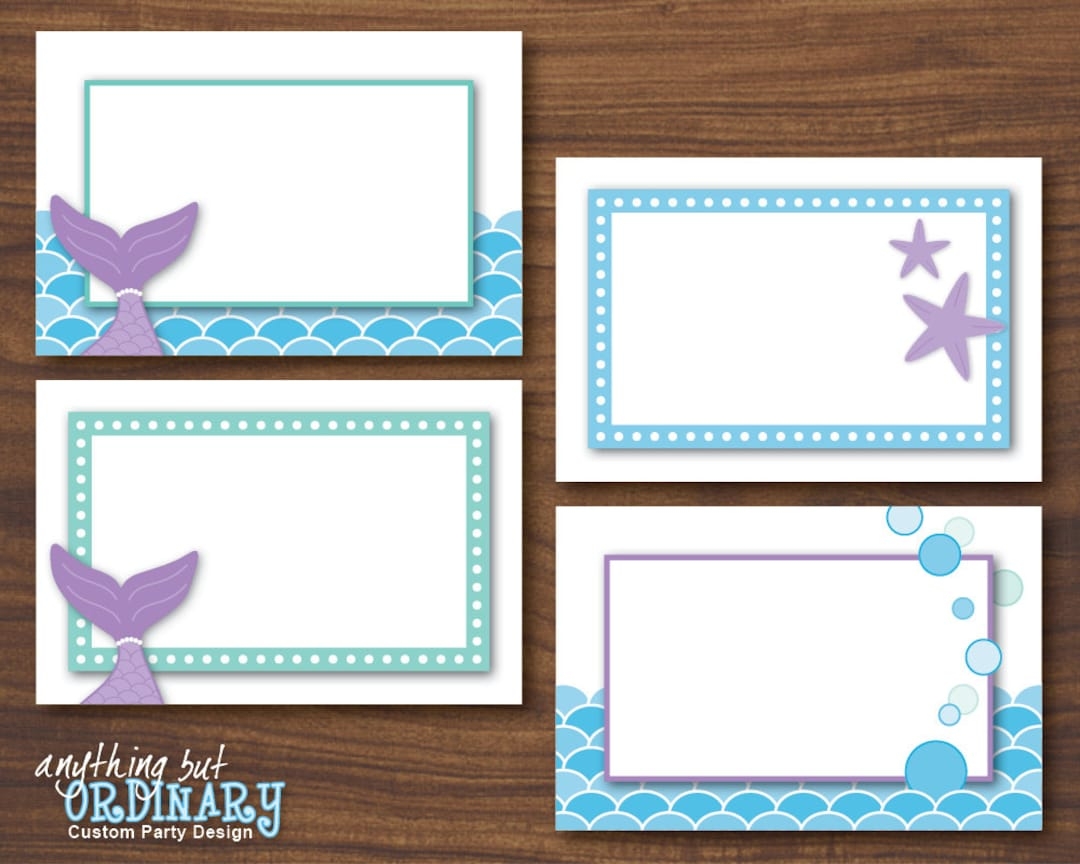 Mermaid Editable Table Tent Cards Printable Mermaid Buffet Cards Food Labels INSTANT DOWNLOAD Digital File Etsy