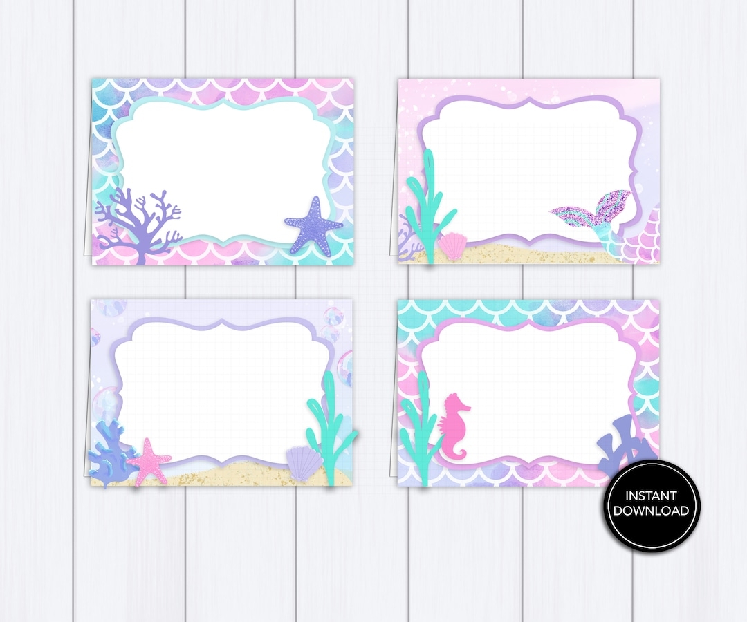 Mermaid Tent Cards Printable Mermaid FOOD Cards Mermaid Party Food Labels Seahorse Seaweed Under The Sea Underwater Download Etsy